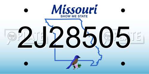 2J28505 Missouri License Plate