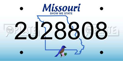 2J28808 Missouri License Plate