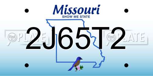 2J65T2 Missouri License Plate