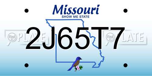 2J65T7 Missouri License Plate