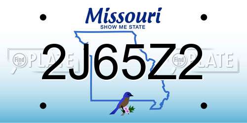 2J65Z2 Missouri License Plate