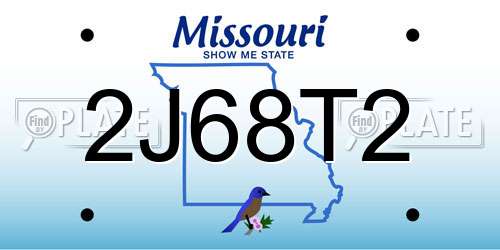 2J68T2 Missouri License Plate