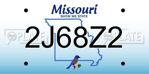 2J68Z2 Missouri License Plate