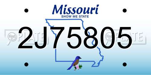 2J75805 Missouri License Plate