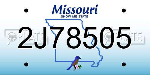 2J78505 Missouri License Plate
