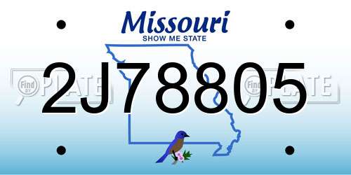 2J78805 Missouri License Plate