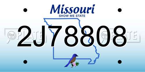 2J78808 Missouri License Plate