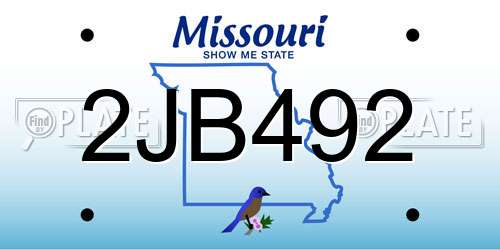 2JB492 Missouri License Plate
