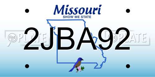 2JBA92 Missouri License Plate