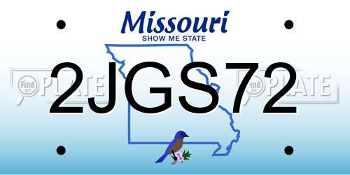 2JGS72 Missouri License Plate