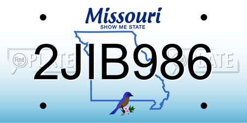 2JIB986 Missouri License Plate