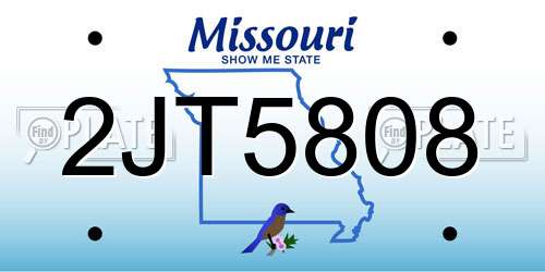 2JT5808 Missouri License Plate