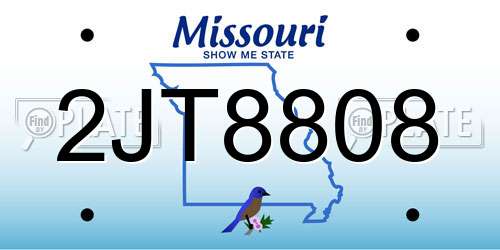 2JT8808 Missouri License Plate