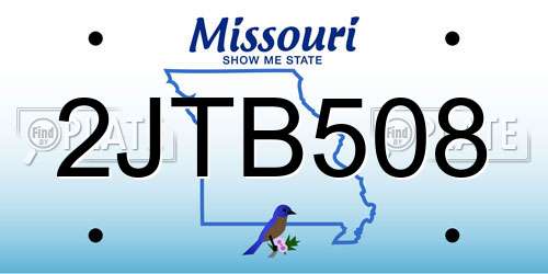 2JTB508 Missouri License Plate