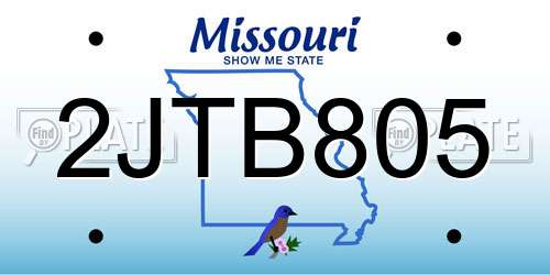 2JTB805 Missouri License Plate