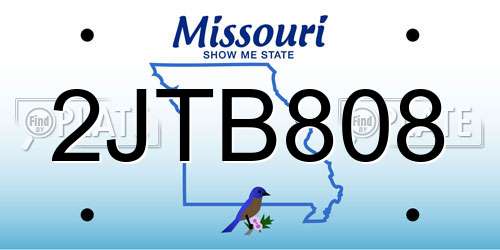 2JTB808 Missouri License Plate