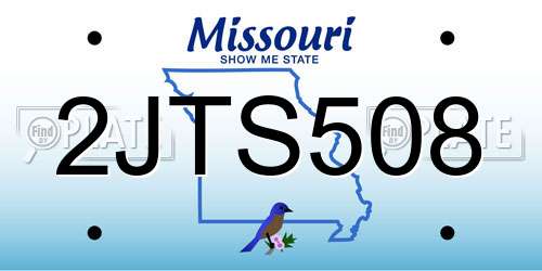 2JTS508 Missouri License Plate