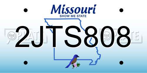2JTS808 Missouri License Plate