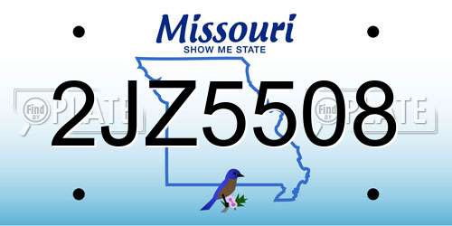 2JZ5508 Missouri License Plate