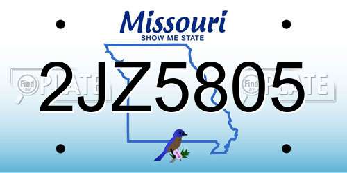 2JZ5805 Missouri License Plate
