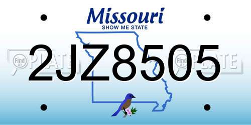 2JZ8505 Missouri License Plate