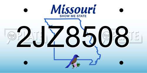 2JZ8508 Missouri License Plate