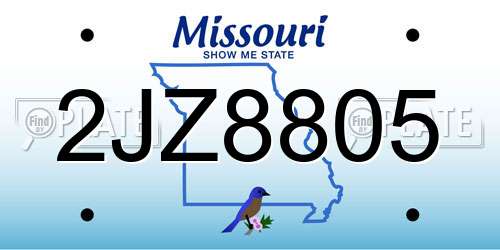 2JZ8805 Missouri License Plate