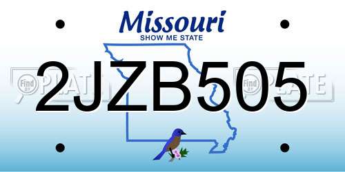 2JZB505 Missouri License Plate