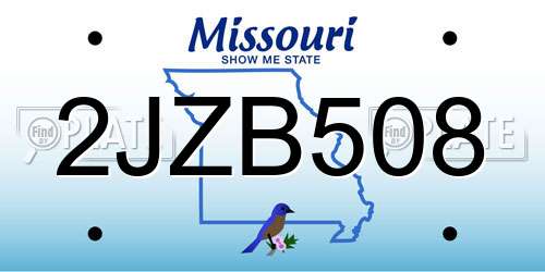 2JZB508 Missouri License Plate