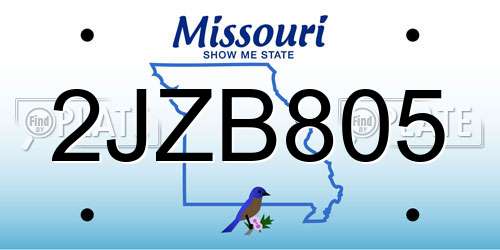 2JZB805 Missouri License Plate
