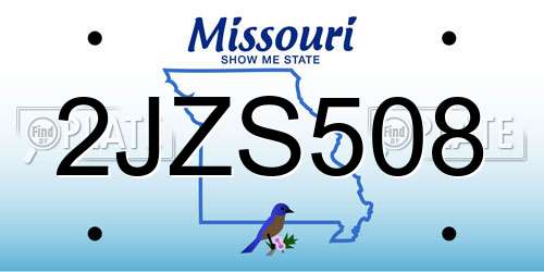 2JZS508 Missouri License Plate