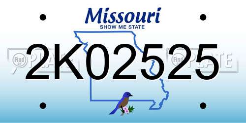2K02525 Missouri License Plate