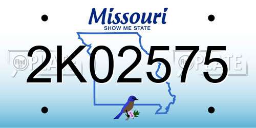 2K02575 Missouri License Plate