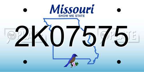 2K07575 Missouri License Plate