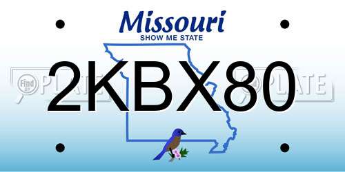2KBX80 Missouri License Plate