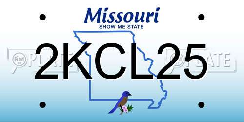 2KCL25 Missouri License Plate
