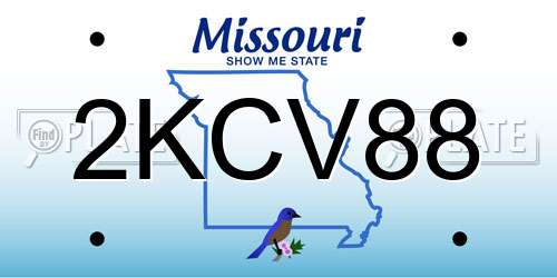 2KCV88 Missouri License Plate