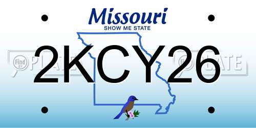 2KCY26 Missouri License Plate