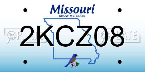 2KCZ08 Missouri License Plate