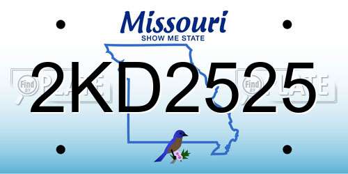 2KD2525 Missouri License Plate
