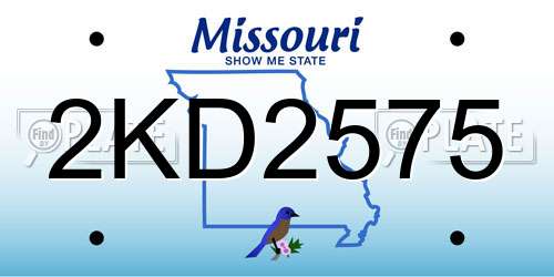2KD2575 Missouri License Plate