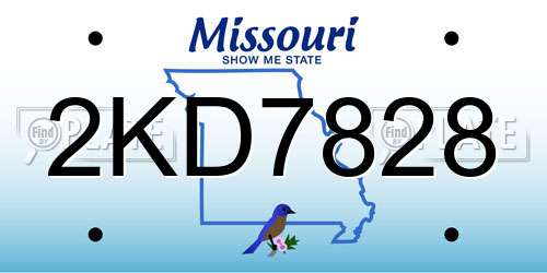2KD7828 Missouri License Plate