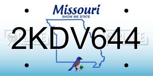 2KDV644 Missouri License Plate