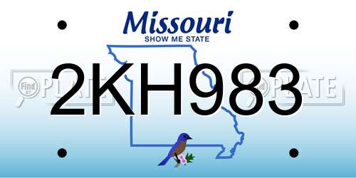 2KH983 Missouri License Plate