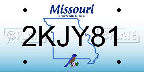2KJY81 Missouri License Plate