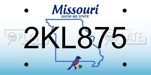 2KL875 Missouri License Plate