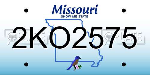 2KO2575 Missouri License Plate
