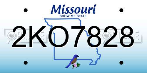 2KO7828 Missouri License Plate
