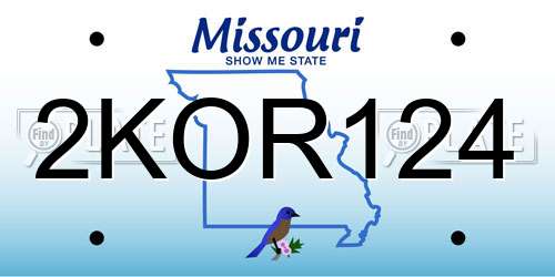2KOR124 Missouri License Plate