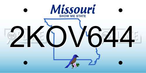 2KOV644 Missouri License Plate